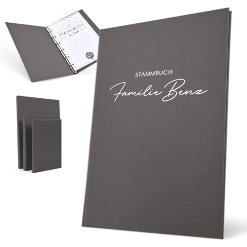 Hochzeitideal Stammbuch 'Serie 311' A4 dunkelgrau | Handgefertigt aus Buchbinderleinen 31,5x25 cm | 4-Ring-Mechanik mit 3 Klarsichthüllen | personalisierbar | inkl. Einleger & Erinnerungsseiten von Hochzeitideal