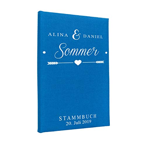 Hochzeitideal Stammbuch der Familie, Familienstammbuch, Buchbinderleinen, Nr. 133 inkl. Personalisierung (Blau) von Hochzeitideal