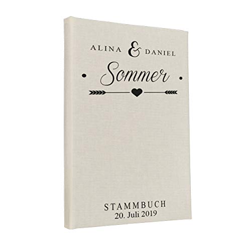 Hochzeitideal Stammbuch der Familie, Familienstammbuch, Buchbinderleinen, Nr. 133 inkl. Personalisierung (Creme) von Hochzeitideal