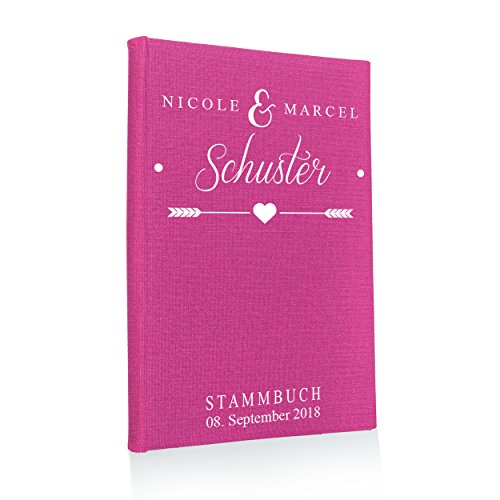 Hochzeitideal Stammbuch der Familie, Familienstammbuch, Buchbinderleinen Fuchsia, Nr. 133 inkl. Personalisierung von Hochzeitideal