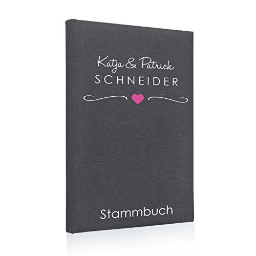 Hochzeitideal Stammbuch der Familie, Familienstammbuch, Buchbinderleinen grau, Nr. 135 inkl. Personalisierung von Hochzeitideal