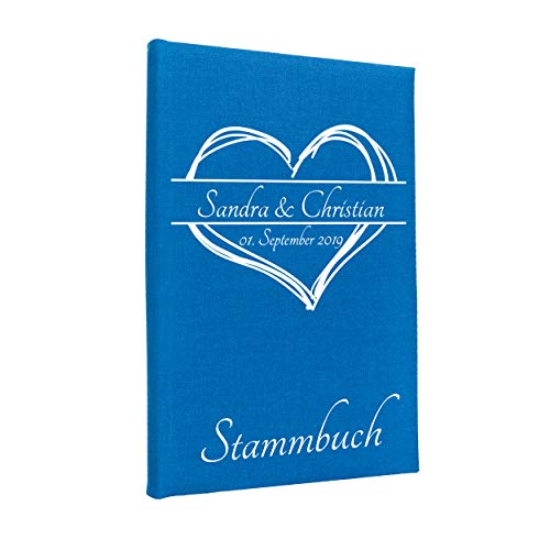 Hochzeitideal Stammbuch der Familie, Familienstammbuch aus Buchbinderleinen, Nr. 161 inkl. Personalisierung (Blau) von Hochzeitideal