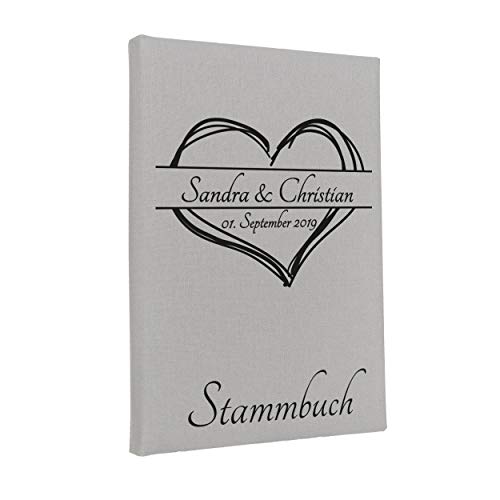 Hochzeitideal Stammbuch der Familie, Familienstammbuch aus Buchbinderleinen, Nr. 161 inkl. Personalisierung (Hellgrau) von Hochzeitideal