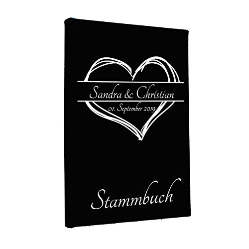 Hochzeitideal Stammbuch der Familie, Familienstammbuch aus Buchbinderleinen, Nr. 161 inkl. Personalisierung (Schwarz) von Hochzeitideal