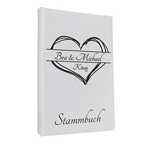 Hochzeitideal – Personalisiertes Stammbuch der Familie Nr. 161 weiß 21,0 cm x 15,0 cm Buchbinderleinen Hochzeit - Familienbuch Standesamt mit 6-Fach Ringmechanik für Urkunden mit Behördenlochung von Hochzeitideal