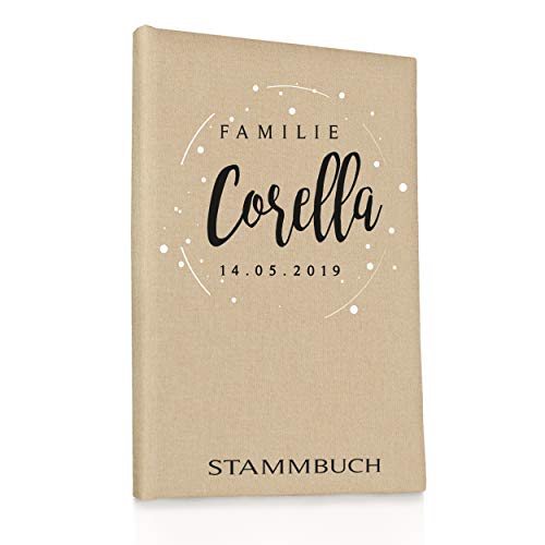 Hochzeitideal Stammbuch der Familie, Familienstammbuch aus Buchbinderleinen, Nr. 182 inkl. Personalisierung (Goldgrau) von Hochzeitideal