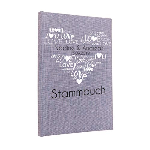 Hochzeitideal Stammbuch der Familie, Familienstammbuch aus Buchbinderleinen, Nr. 21 inkl. Personalisierung (Flieder) von Hochzeitideal