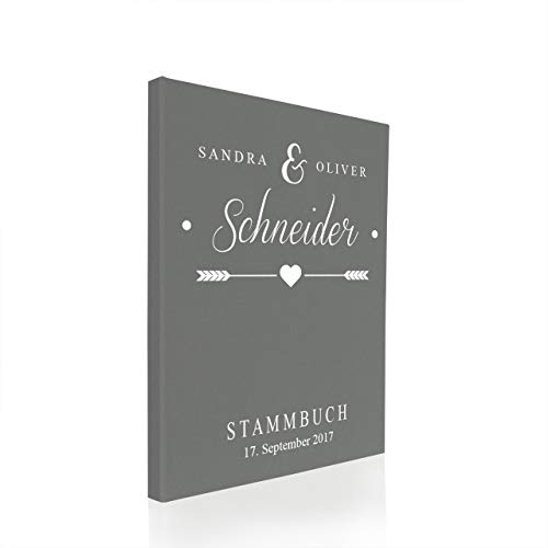 Hochzeitideal Stammbuch der Familie A4, inkl. Personalisierung Nr. 133 Buchbinderleinen (grau) von Hochzeitideal