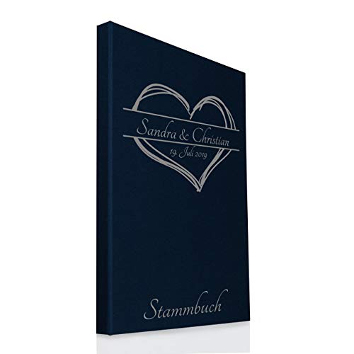 Hochzeitideal Stammbuch der Familie A4 inkl. Personalisierung Bezug Leinen Nr. 161 (Dunkelblau) von Hochzeitideal
