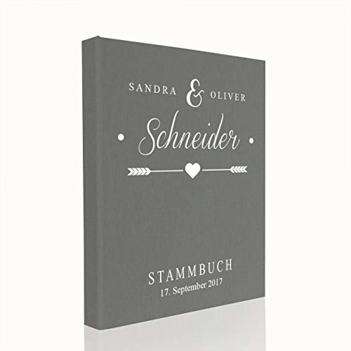 Hochzeitideal Stammbuch der Familie A5, inkl. Personalisierung Nr. 133 Buchbinderleinen (Grau) von Hochzeitideal