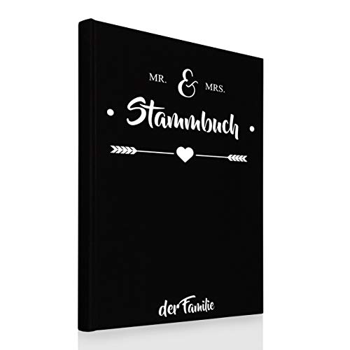 Hochzeitideal Stammbuch der Familie DIN A4 'Mr & Mrs' Leinen (schwarz) von Hochzeitideal