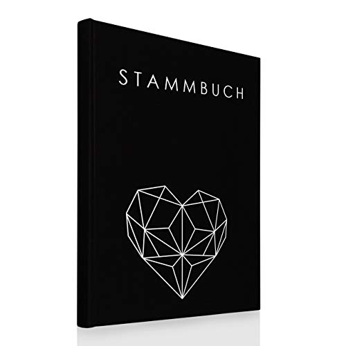 Hochzeitideal – Stammbuch der Familie Geometric Schwarz DIN A4 - Buchbinderleinen Stammbuch Hochzeit - Familienbuch Standesamt mit 4-Fach Ringmechanik 3 Klarsichthüllen von Hochzeitideal