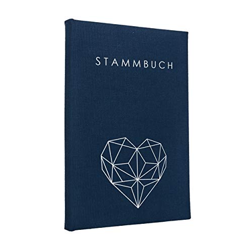 Hochzeitideal – Stammbuch der Familie Geometric blau 21,0 cm x 15,0 cm - Buchbinderleinen Stammbuch Hochzeit - Familienbuch Standesamt mit 6-Fach Ringmechanik für Urkunden mit Behördenlochung von Hochzeitideal