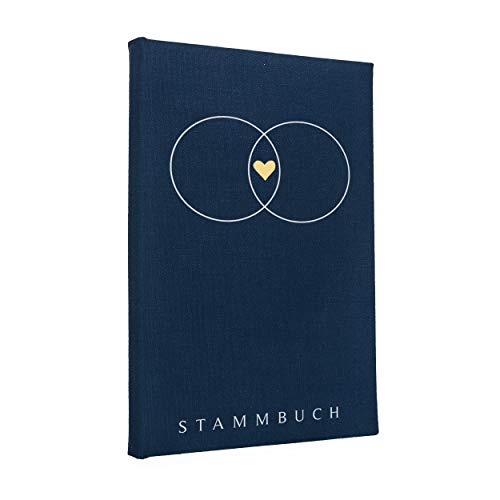 Hochzeitideal – Stammbuch der Familie Serie Alan 21,0 cm x 15,0 cm - Buchbinderleinen dunkelblau Stammbuch Hochzeit - Familienbuch Standesamt mit 6-Fach Ringmechanik für Urkunden mit Behördenlochung von Hochzeitideal