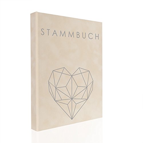 Hochzeitideal – Stammbuch der Familie Serie Geometric Creme Velours DIN A5 - Buchbinderleinen Stammbuch Hochzeit - Familienbuch Standesamt mit 4-Fach Ringmechanik 3 Klarsichthüllen von Hochzeitideal