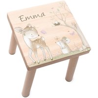 Personalisierter Kinderhocker Mit Namen | Kinderstuhl Waldtiere, Reh + Maus Geburtstagsgeschenk Holzhocker Kinder Holz von Hochzeitideal