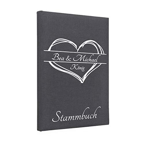 Hochzeitideal – Personalisiertes Stammbuch der Familie 161 grau - 21,0 cm x 15,0 cm - Buchbinderleinen Stammbuch Hochzeit - Familienbuch Standesamt mit 6-Fach Ringmechanik von Hochzeitideal