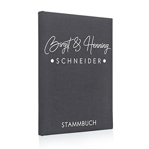 Hochzeitideal Stammbuch der Familie, Familienstammbuch, Buchbinderleinen grau, Nr. 172 inkl. Personalisierung von Hochzeitideal