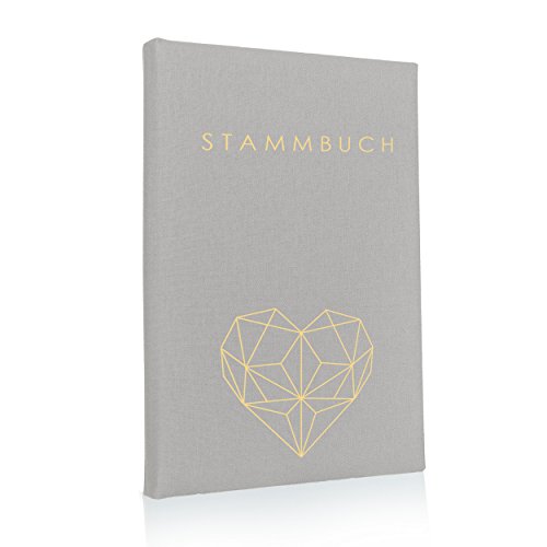 Hochzeitideal – Stammbuch der Familie Serie Geometric hellgrau 21,0 cm x 15,0 cm - Buchbinderleinen Hochzeit - Familienbuch Standesamt mit 6-Fach Ringmechanik für Urkunden mit Behördenlochung von Hochzeitideal