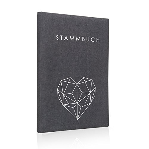 Hochzeitideal - Stammbuch der Familie Geometric grau 21,0 cm x 15,0 cm - Buchbinderleinen Stammbuch Hochzeit - Familienbuch Standesamt mit 6-Fach Ringmechanik für Urkunden mit Behördenlochung von Hochzeitideal