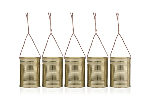 Dosen Metall mit Kordel zum Aufhängen 7x10cm Gold 5er Set - Hochzeitsdeko/Blechdosen hängend mit Schnur 5 Stück von PartyDeco