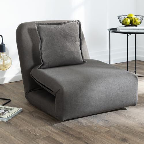 Hoclauho 2-in-1 Bodensofa Bodensessel mit Verstellbarer Rückenlehne faltbares Gästebett für Wohnzimmer, Gästezimmer oder Schlafzimmer Dunkelgrau von Hoclauho