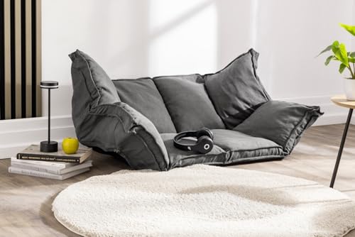 Hoclauho 2in1 Bodensofa Bodenstuhl Bodensessel Sofabett Verstellbare Rückenlehne, multifunktionales Klappsofa für Wohnzimmer, Gästezimmer Relaxbereich Dunkelgrau von Hoclauho