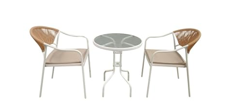 Hoclauho 3 TLG Bistro Set Gartenmöbel Rattan helles Beige mit Sitzkissen Balkonset Terrassenmöbel Outdoor Essgruppe Hoclauho 3 TLG Bistro Set Gartenmöbel Rattan helles Beige mit Sitzkissen Balkonset Terrassenmöbel Outdoor Essgruppe von Hoclauho