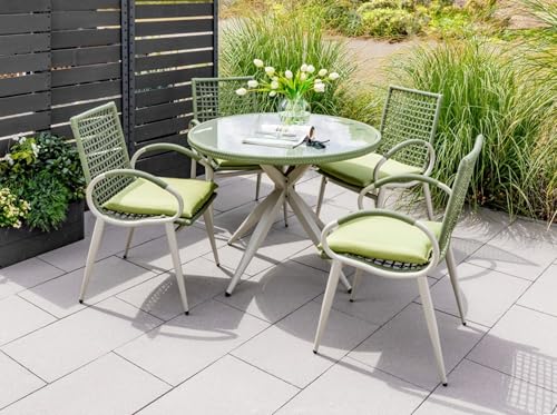 Hoclauho 9-teiliges Dining-Set aus PE-Rattan mit Sitzkissen: Wetterfestes Gartenmöbel-Set für Terrasse, Balkon & Garten Grün von Hoclauho