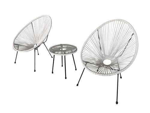 Hoclauho Bistro Set 3 TLG Gartenmöbel weiß Rattan Sitzgruppe Balkonmöbel Outdoor Terrassenmöbel Essgruppe Hoclauho Bistro Set 3 TLG Gartenmöbel weiß Rattan Sitzgruppe Balkonmöbel Outdoor Terrassenmöbel Essgruppe von Hoclauho