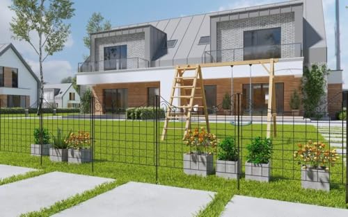 Hoclauho Metall Gartenzaun 11 teilig anthrazit ca 77x64 cm pulverbeschichtet erweiterbar von Hoclauho