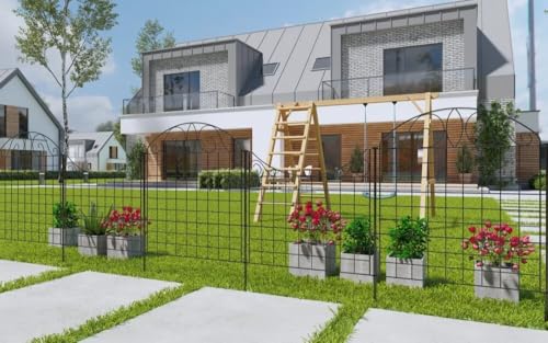 Hoclauho Metall Gartenzaun Wellen Design 11 teilig anthrazit ca 77x64 cm pulverbeschichtet von Hoclauho