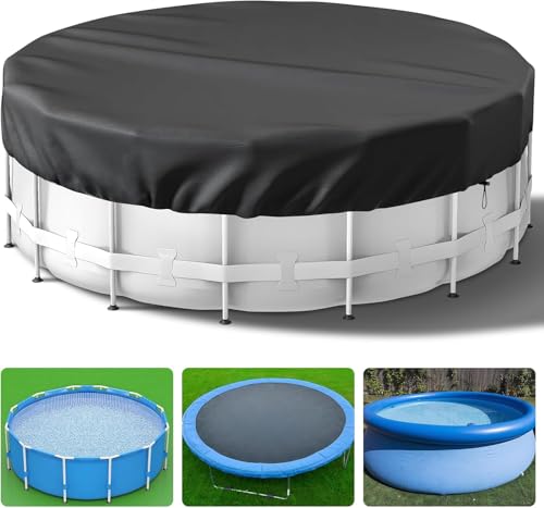 Hoclauho Poolabdeckung Rund 420D Oxford Pool Abdeckplane, Reißfeste Wasserdicht & UV-Beständig, Geeignet für Schwimmbäder und Trampolinschutz (12 FT, 370 * 20) von Hoclauho