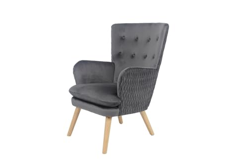 Hoclauho Samtsessel dunkelgrau gepolsterter Sessel mit Armlehnen und Massivholzfüßen für Wohnzimmer und stilvolle Entspannung Hoclauho Samtsessel dunkelgrau gepolsterter Sessel mit Armlehnen und Massivholzfüßen für Wohnzimmer und stilvolle Entspannung von Hoclauho