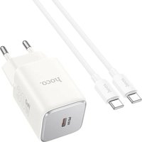 Netz-Ladegerät Typ C + Kabel Typ C auf Typ C PD QC 30W GaN in Weiß 100 cm Netz-Ladegerät Typ C + Kabel Typ C auf Typ C PD QC 30W GaN in Weiß 100 cm von Hoco