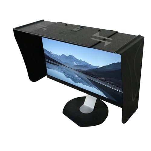 Monitorhauben Sonnenschutz, Desktop Bildschirmhaube für 17-27" Bildschirme, 41-71CM Einstellbar, Faltbar Bildschirm Monitor Sonnenblende for Universalmonitore von Hocomay