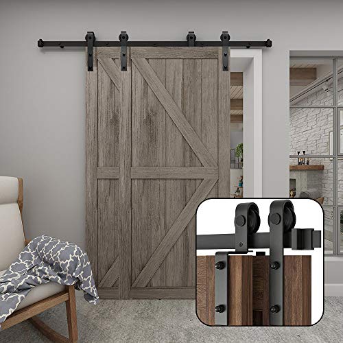 HOCONNIE 4FT/122cm Scheunentor Kit Scheunentor zum Schieben Scheunentor Schiebe Kit für Zusammenfallende Doppeltür von Hoconnie