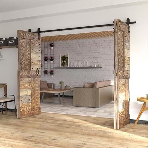 HOCONNIE 5FT/152cm Bi-Folding Sliding Barn Door Hardware Scheunentor Spur Set Falten Door Kit Platz Sparen für 2 Türen von Hoconnie