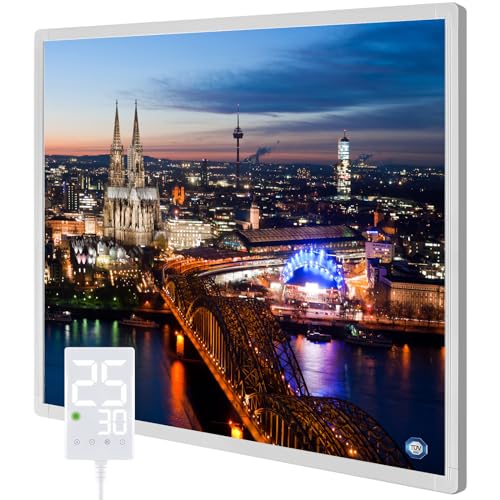 Hocosyme Infrarotheizung Bild 300W, 1-3 Min auf Betriebstemperatur bis 120 Grad - Geeignet für Schlafzimmer, Büro, Küche, Badezimmer - mit Touch-Thermostat - Berühren von Hocosyme