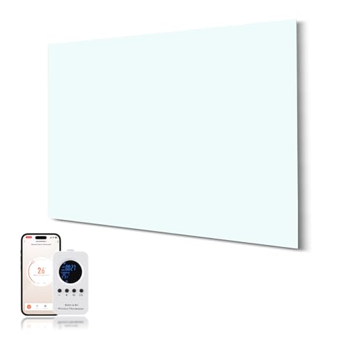 Hocosyme Infrarotheizung Glas 600W, Infrarot Glasheizung mit Fernbedienung 100x60 CM,Elektroheizung mit Überhitzungsschutz - WIFI (Tuya Smart) - Weiß - TÜV. von Hocosyme