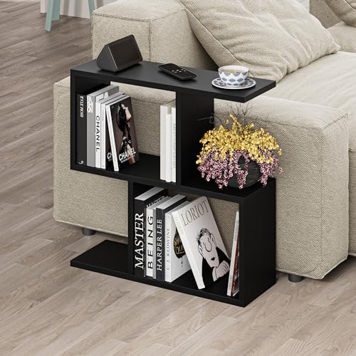 HOCUS PICUS Hocuspicus Beistelltisch mit 2 Etagen – viele Farboptionen – 60 x 60 x 20 cm – Regale, Organizer, Büro, Wohnzimmer, Schreibtisch, Ständer, Display (schwarz) von Hocuspicus