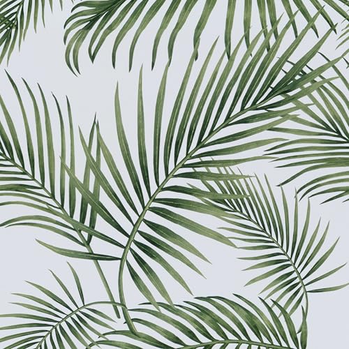 Hode Möbelfolie Selbstklebende Tapete Palmen 90x1000cm, Klebefolie Grün Muster Blätter Badezimmer Küche Kinder Wand Selbstklebend, Folie für Möbel, Dekofolie Türtapete Klebefolien von Hode