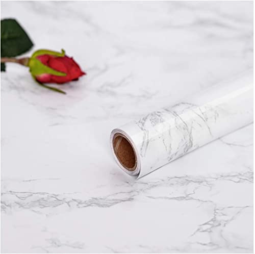 Hode Möbelfolie Selbstklebend Marmor 90X600cm, Klebefolie Möbel Marmoroptik, Marmor Selbstklebende Folie für Möbel Fensterbank Schrank Schminktisch Tapete Weiss von Hode