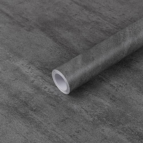 Hode Klebefolie Möbel Grau 40x300cm Möbelfolie Betonoptik Selbstklebende Folie für Möbel Küche Fensterbank Schrank Dunkelgrau Wasserdicht Tapete von Hode