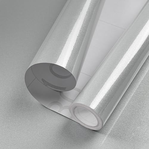 Hode Klebefolie Möbel Grau Glitzer 30cm x 300cm Möbelfolie Selbstklebende Tapete Folie Türfolie Selbstklebend Küchenschränke Klebefolie für Küchenarbeitsplatte Hochglanz Wasserdicht Möbelaufkleber von Hode