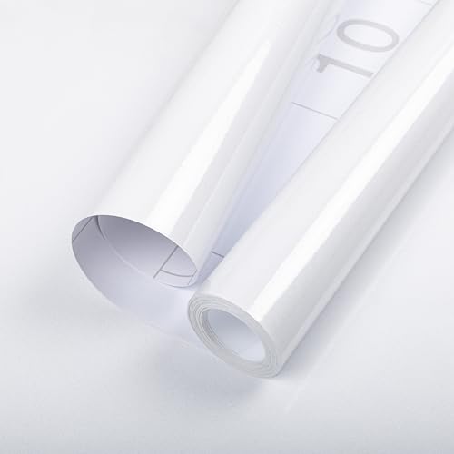 Hode Klebefolie Möbel Möbelfolie Weiß Glitzer Hochglanz Weiss Selbstklebende Folie, für Möbel Küchenschränke Fensterbank, Schrankfolie Küchenfolie Wandschutzfolie Selbstklebend Hochglanz 60cmx5m von Hode