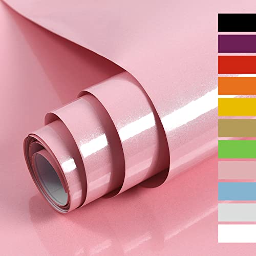 Hode Klebefolie Pink Glitzer 60cmX5m Möbelfolie Hochglanz Selbstklebende Folie Oberflächenschutz für Möbel Küche Schrank Wasserdicht Tapeten DIY Dekorfolie von Hode