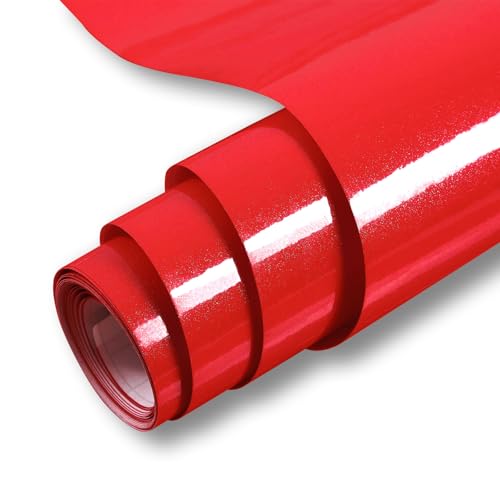 Hode Klebefolie Rot Glitzer 60cmX5m Möbelfolie Hochglanz Selbstklebende Folie Oberflächenschutz Küche Schrank Wasserdicht Möbel DIY Dekorfolie Tapeten von Hode