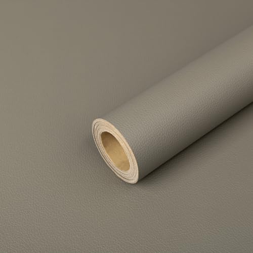 Hode Kunstleder Selbstklebend Grau 44x300cm, Lederflicken Selbstklebend, Leder Reparatur für Sofa, Lederfolie für Autositze Jacken, Möbelfolie Lederoptik von Hode