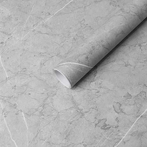 Hode Möbelfolie Selbstklebend Grau 40 cm x 200 cm Fensterbank Folie Betonoptik Wasserdicht Möbelfolie Grau Tapete für Möbel Küche Bad von Hode